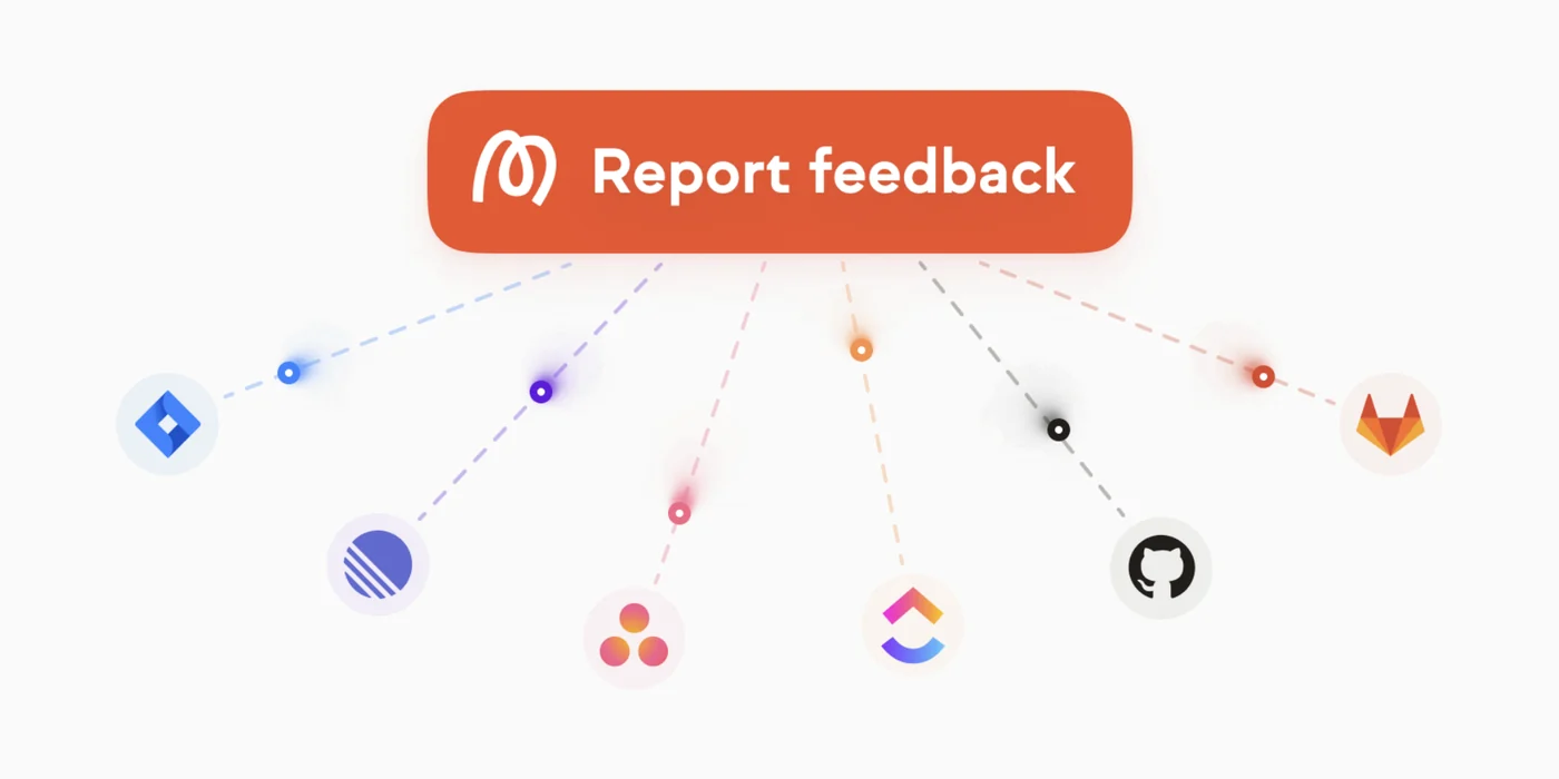 Marker.io's Report feedback button sending issues to Jira, Linear, Asana, ClickUp, GitHub and GitLab